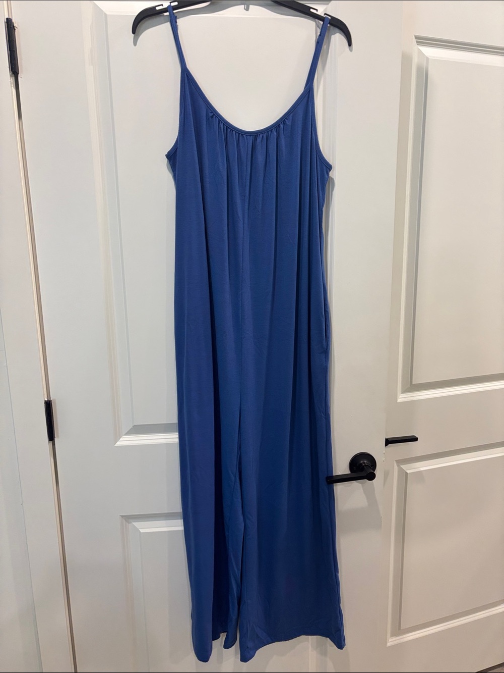 Blue Sleeveless Jumpsuit - Casual Spaghetti Strap